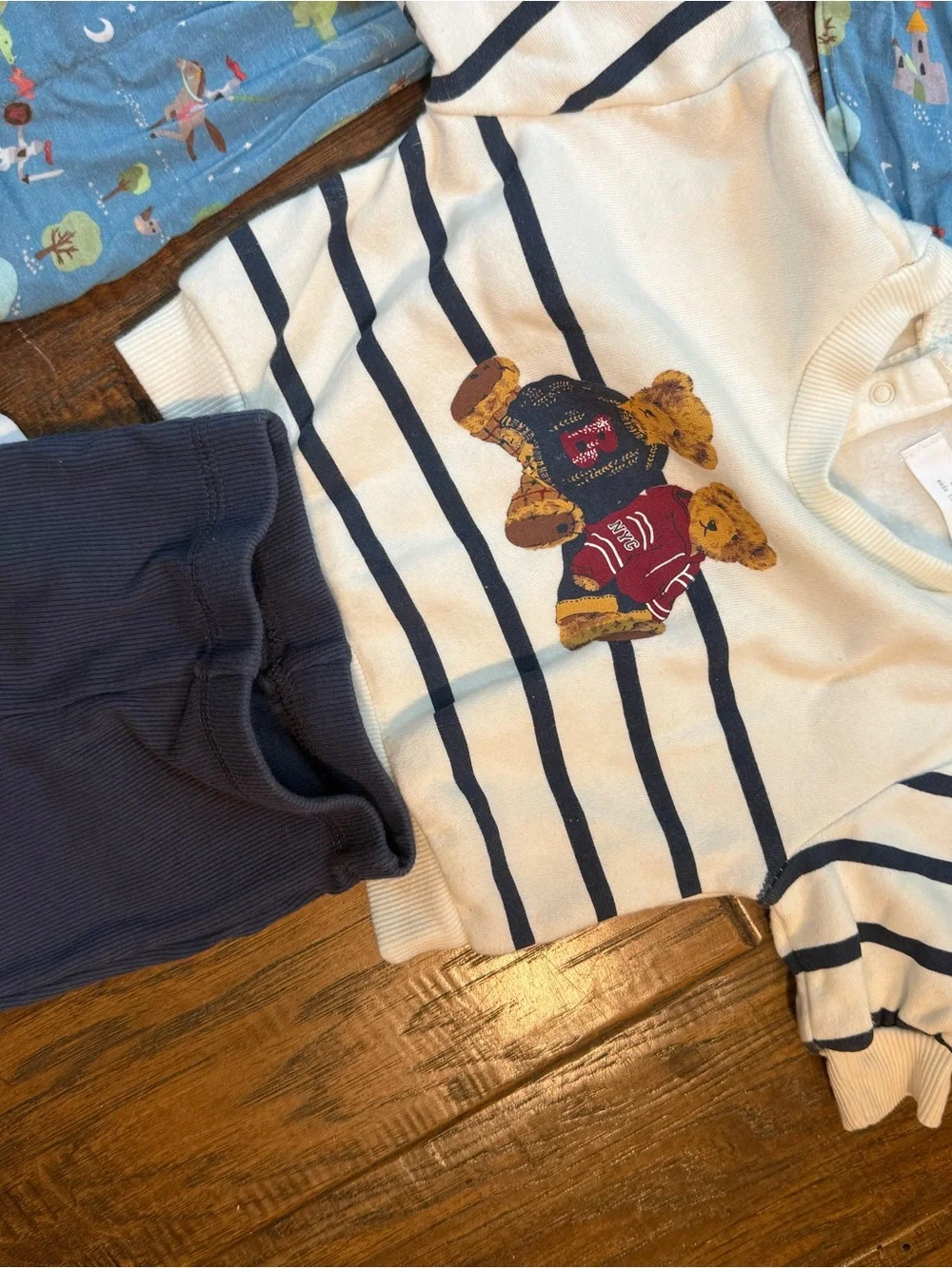 Assorted Baby One-Piece Footed Pajamas - Blue/Navy/White - Mixed Brands